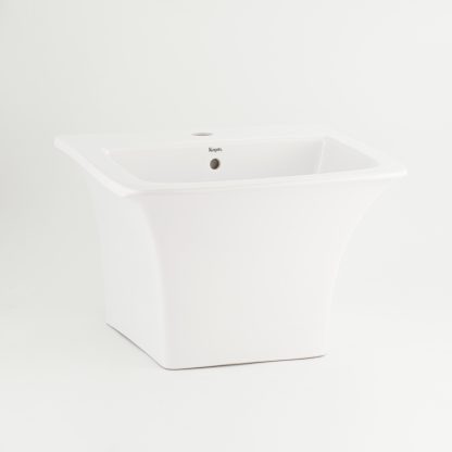 Cube Wash Basin with Integrated Half Pedestal